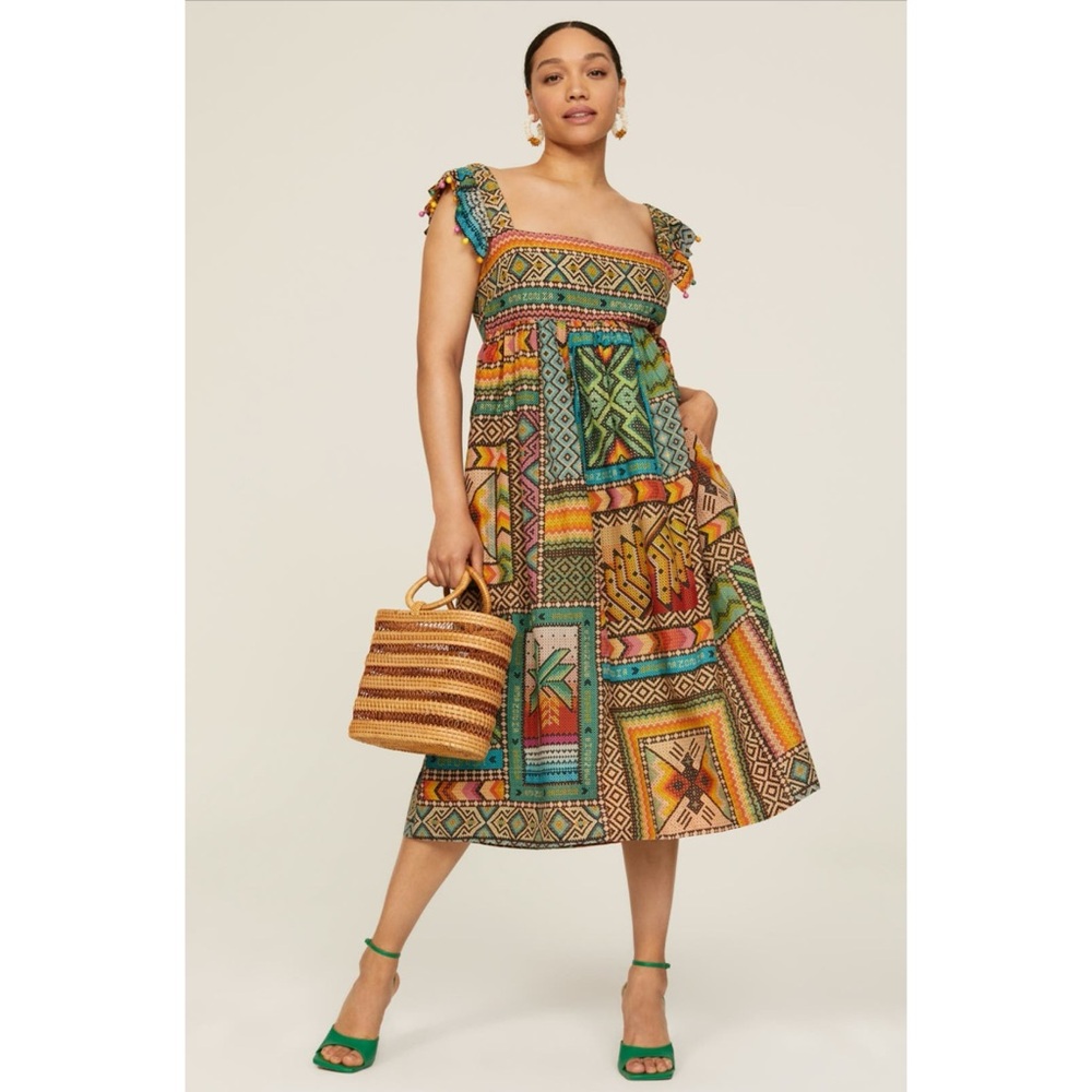 Farm Rio Banana Scarves Dress Multicolor Size M EUC